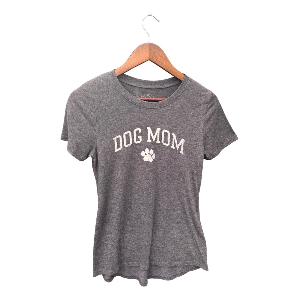 Modern Lux Dog Mom‎ Graphic T-Shirt Womens Medium Gray Excellent Paw Print Tee - Picture 3 of 7